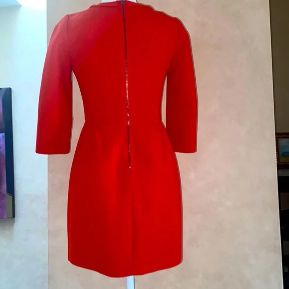 J. Crew Teddy dress in beautiful pappy red. 100 % wool with lining - Picture 3 of 10